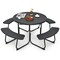 8-person Outdoor Picnic Table And Bench Set With Umbrella Hole